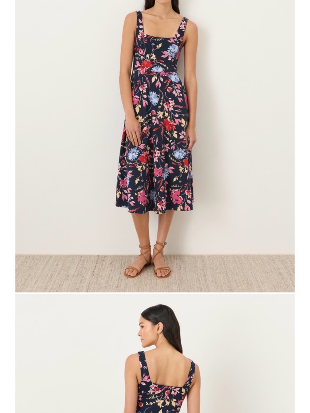 PACT Organic cotton Navy Floral Midi Dress